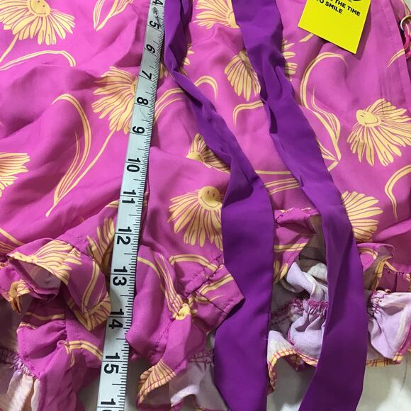 SMILEY unique vintage L 10-12 purple yellow daisy sleep pajama shorts NWT B88 - Picture 4 of 6